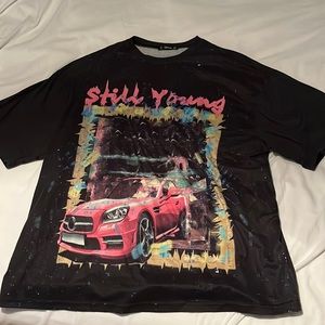 Black graphic tee-shirt